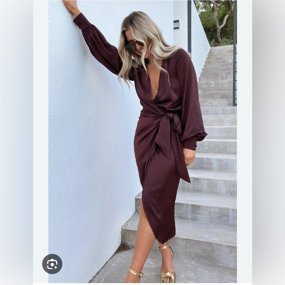 Never Fully Dressed Mink Vienna Midi Wrap Dress